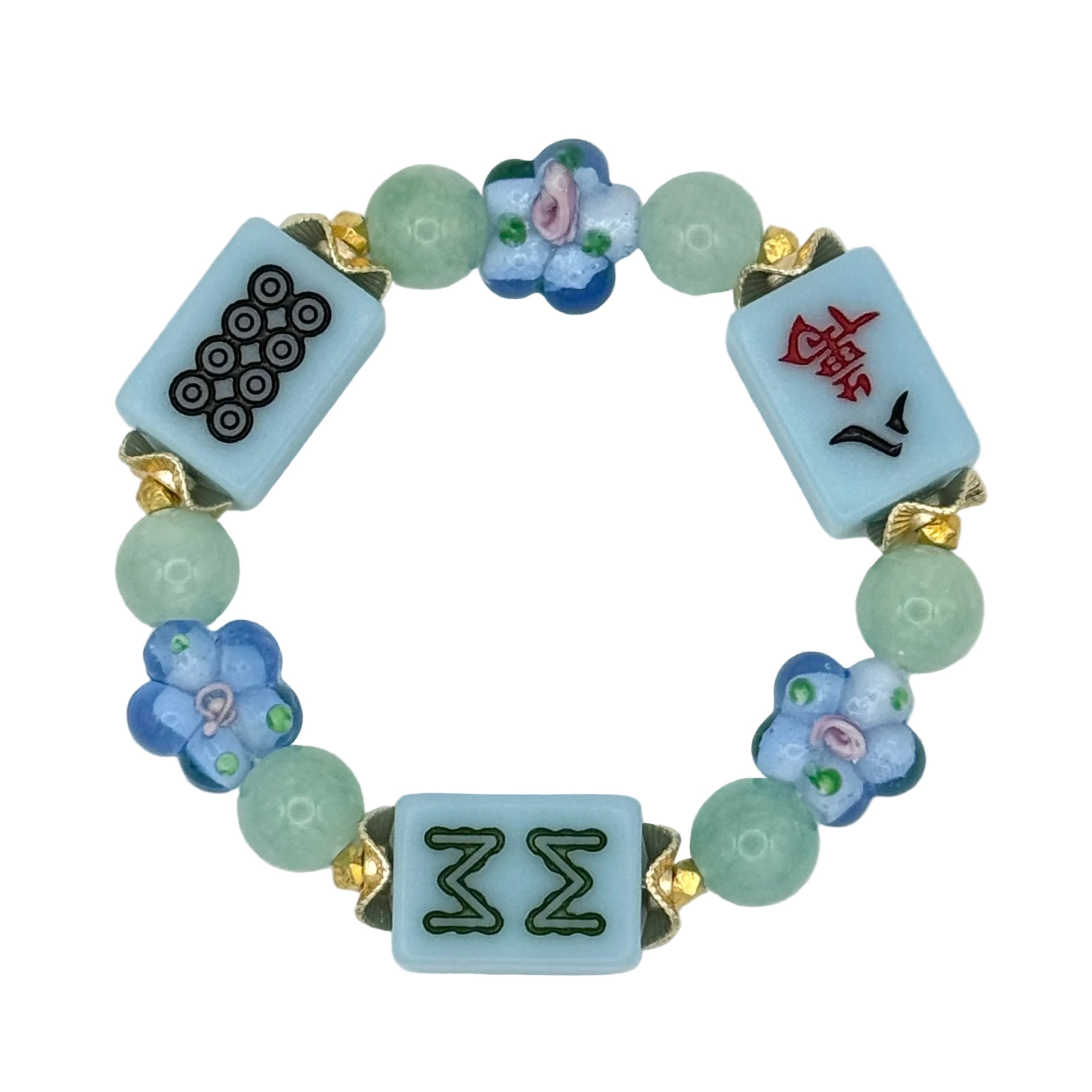 DOT, BAM, CRAK! Mahjong Blue Tile Bracelet