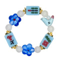 DOT, BAM, CRAK! Mahjong Maxi Flower Blue Tile Bracelet