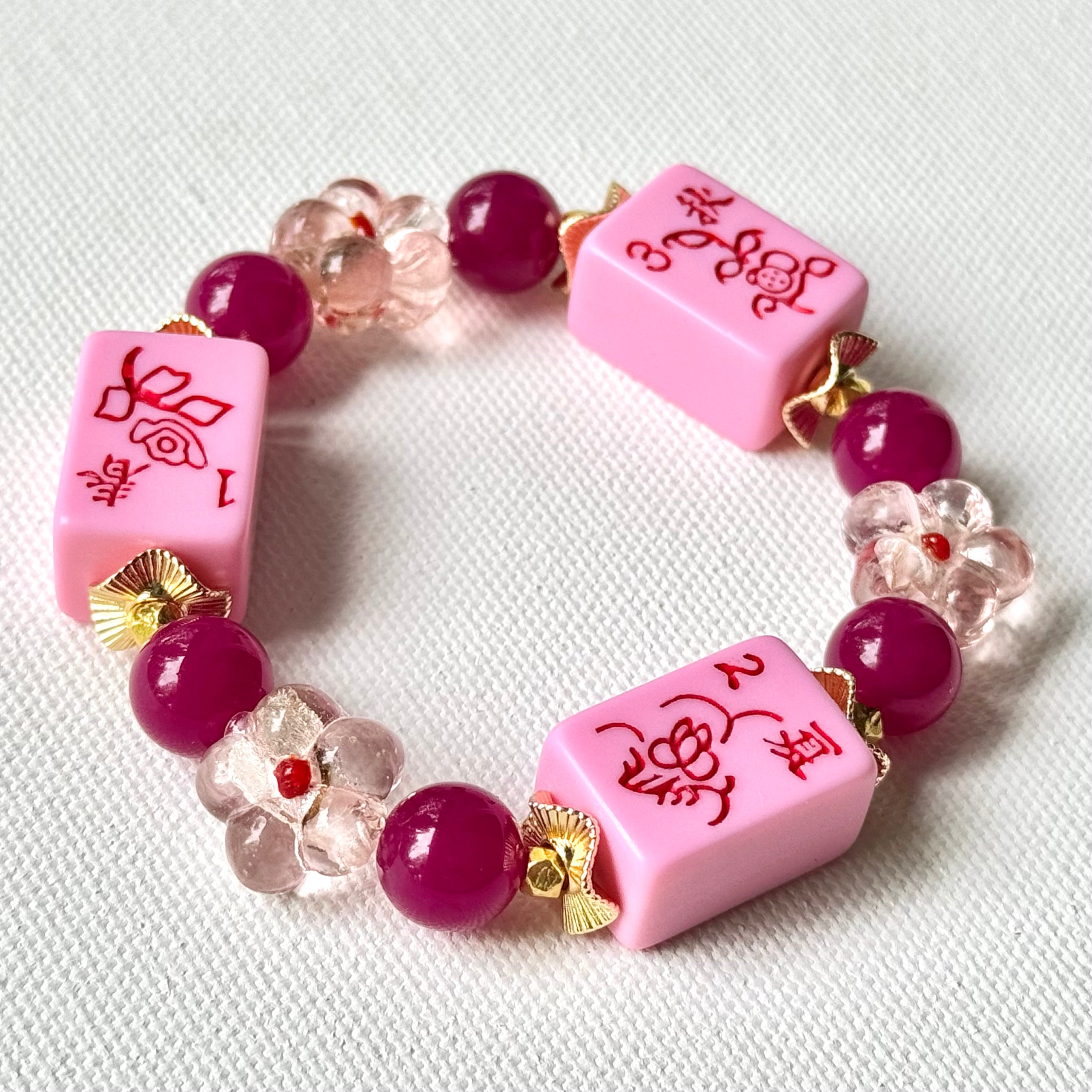 DOT, BAM, CRAK! Mahjong Bubblegum Tile Bracelet