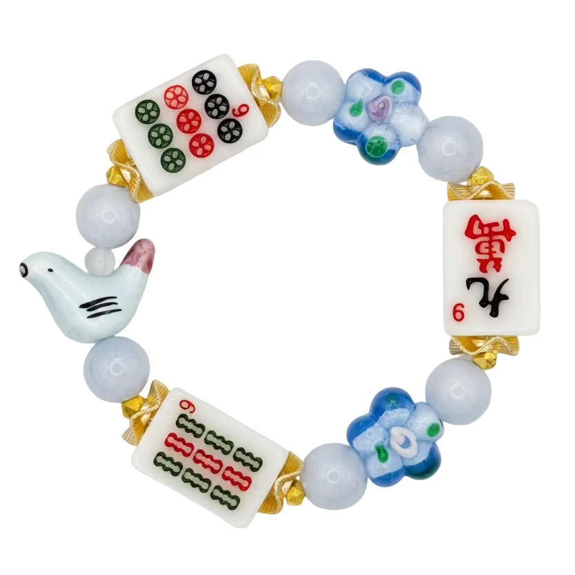 DOT, BAM, CRAK! Mahjong White Tile Bracelet