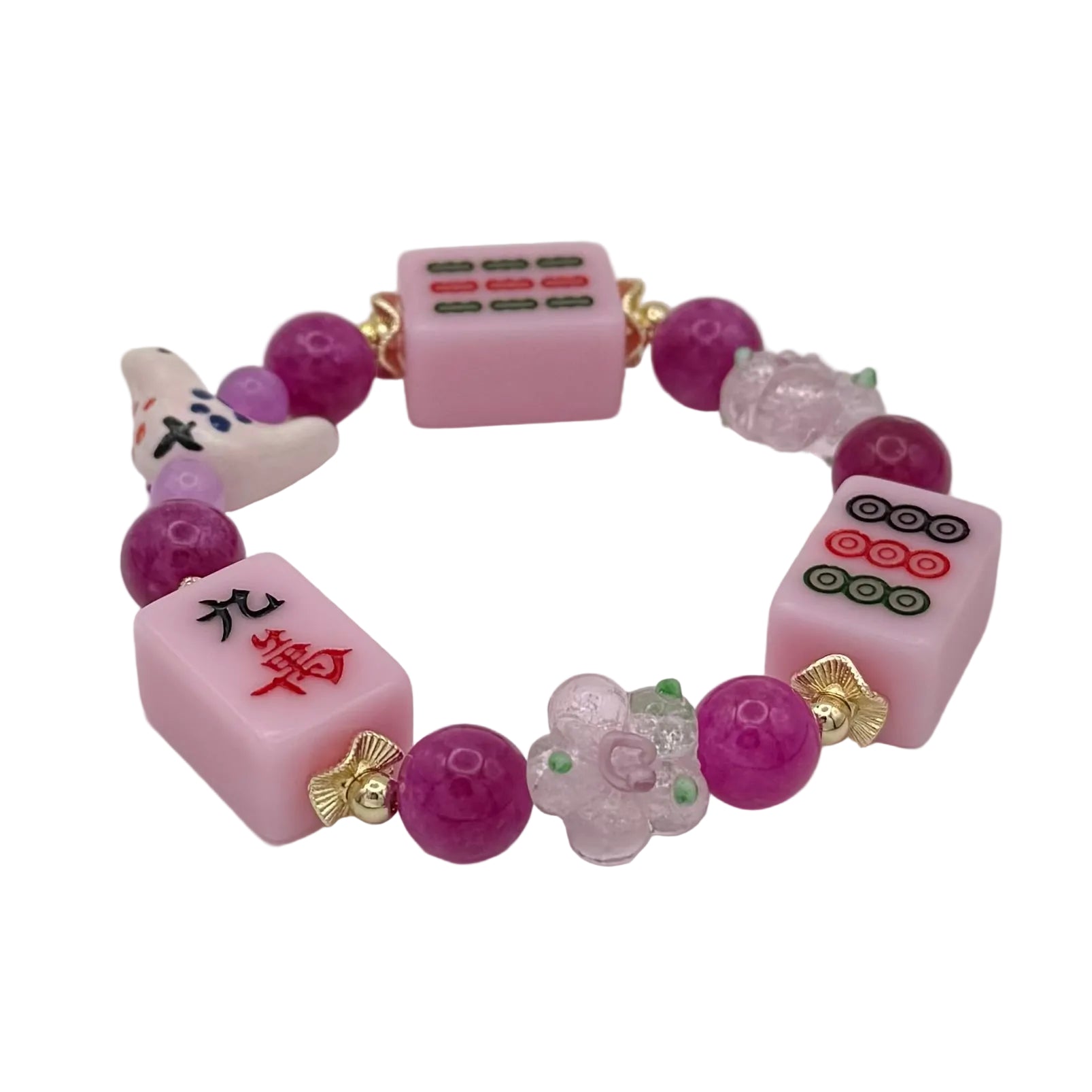 DOT, BAM, CRAK! Mahjong Light Pink Tile Bracelet