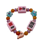 DOT, BAM, CRAK! Mahjong Light Pink Tile Bracelet