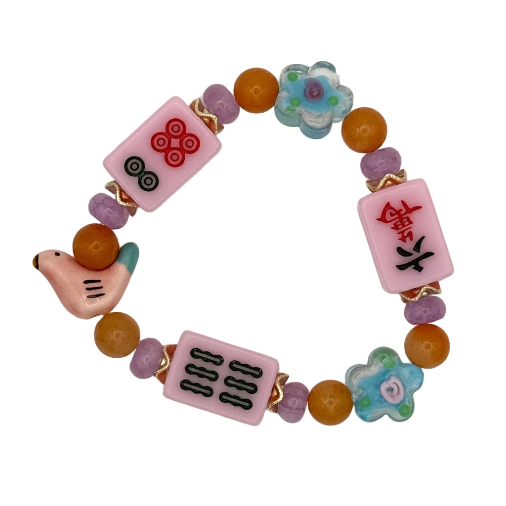 DOT, BAM, CRAK! Mahjong Light Pink Tile Bracelet