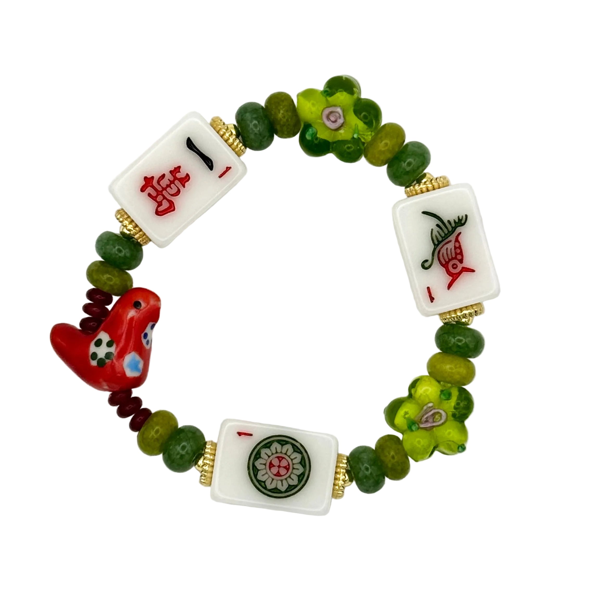 DOT, BAM, CRAK! Mahjong White Tile Bracelet