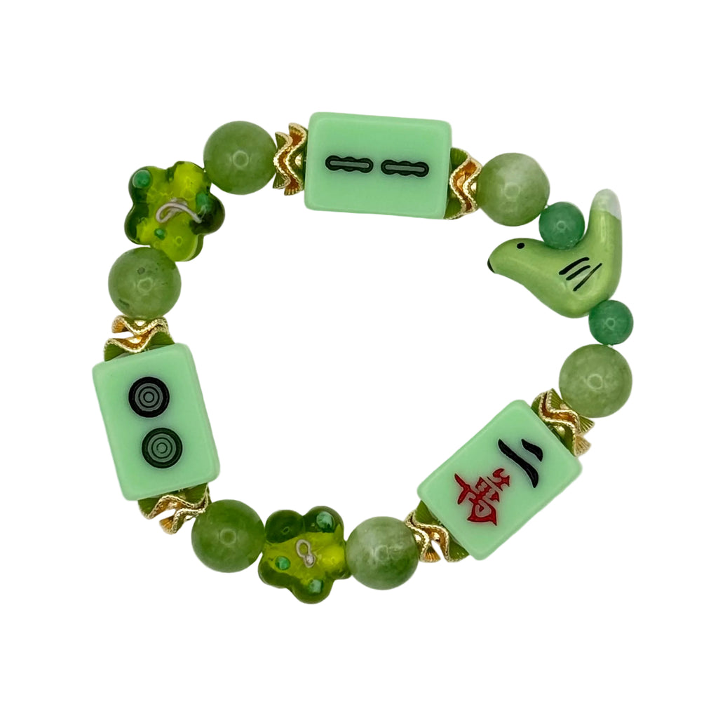 DOT, BAM, CRAK! Mahjong Green Tile Bracelet