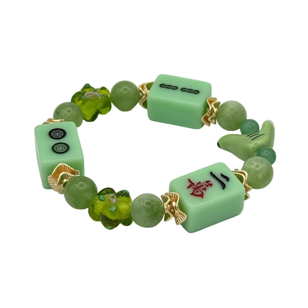 DOT, BAM, CRAK! Mahjong Green Tile Bracelet