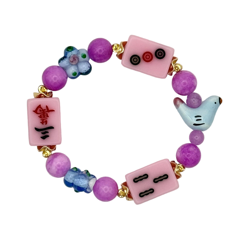 DOT, BAM, CRAK! Mahjong Light Pink Tile Bracelet