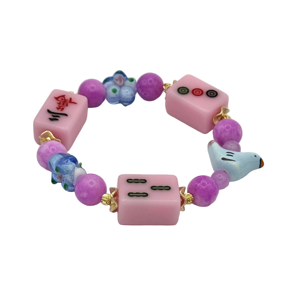 DOT, BAM, CRAK! Mahjong Light Pink Tile Bracelet