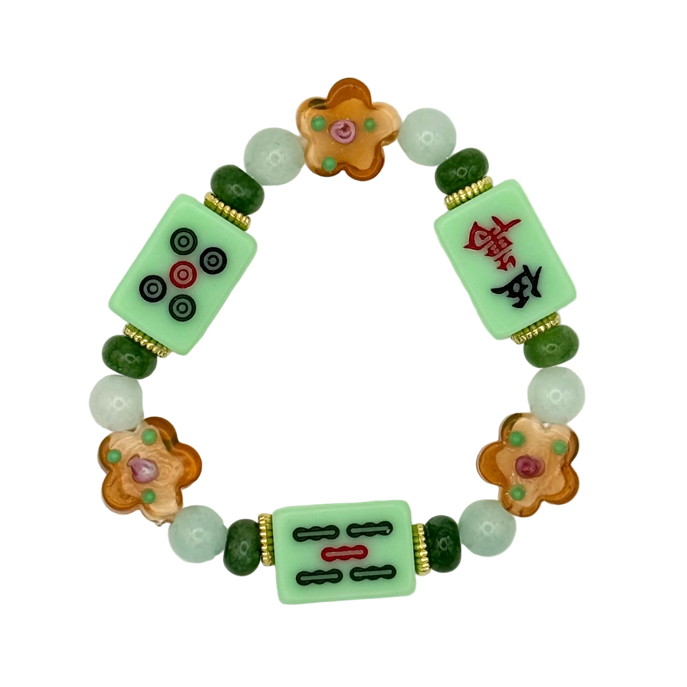 DOT, BAM, CRAK! Mahjong Green Tile Bracelet