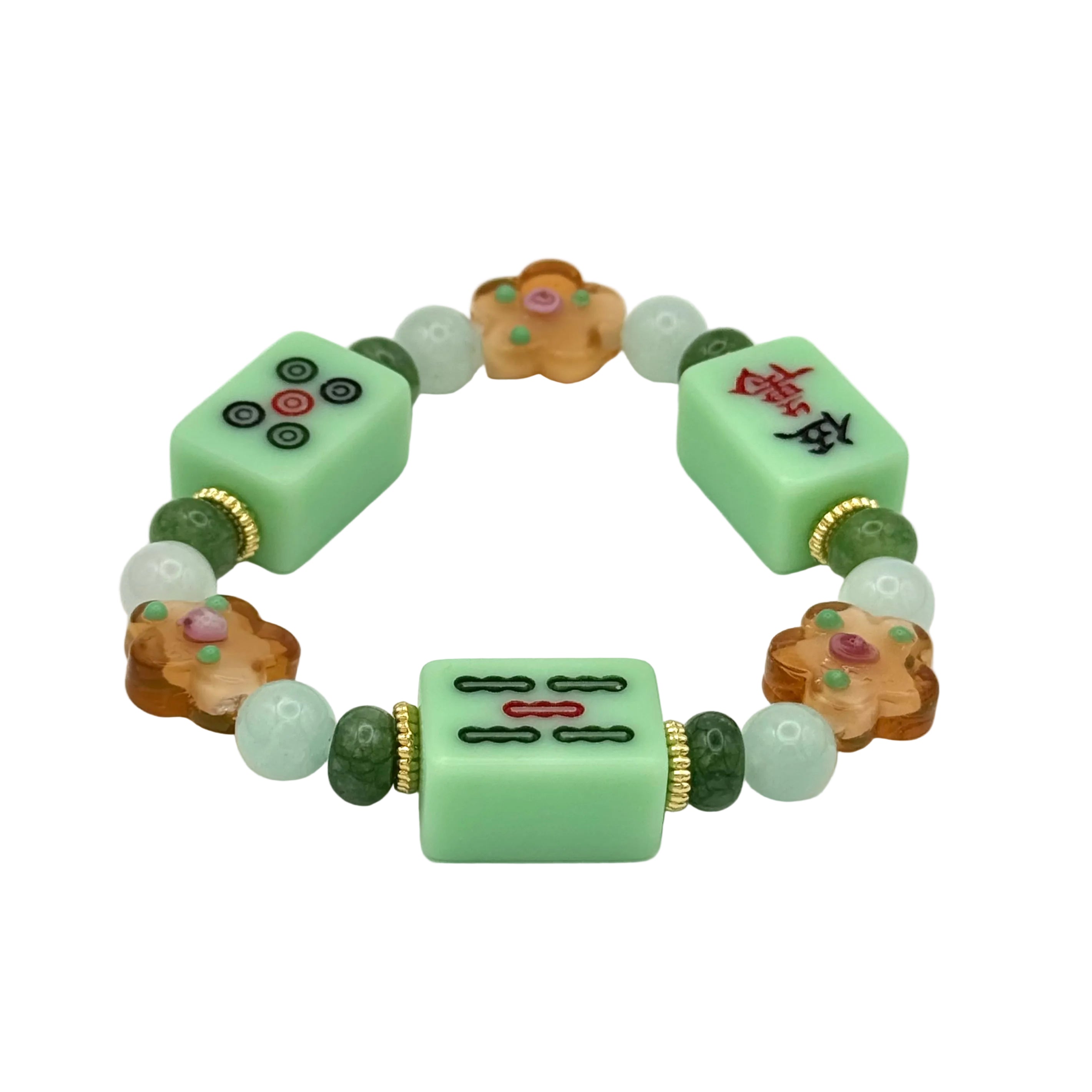 DOT, BAM, CRAK! Mahjong Green Tile Bracelet