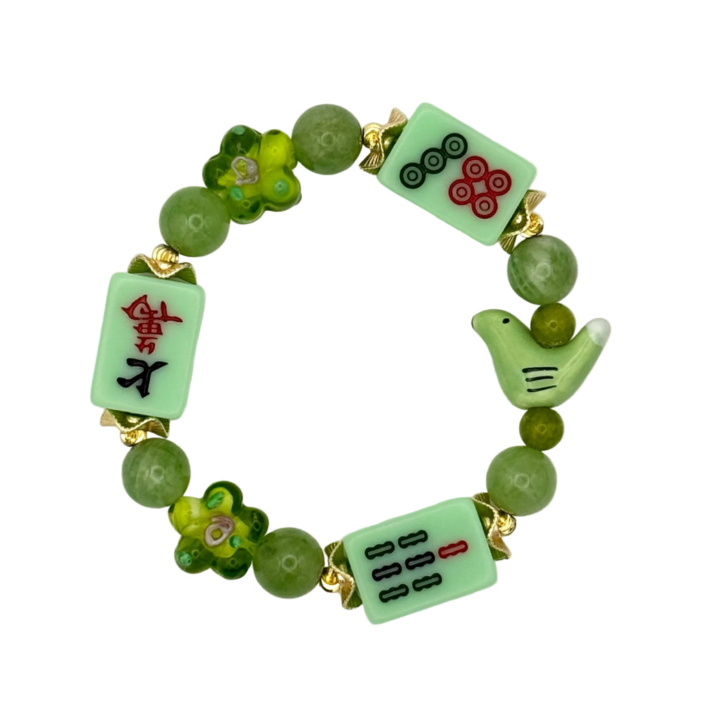DOT, BAM, CRAK! Mahjong Green Tile Bracelet