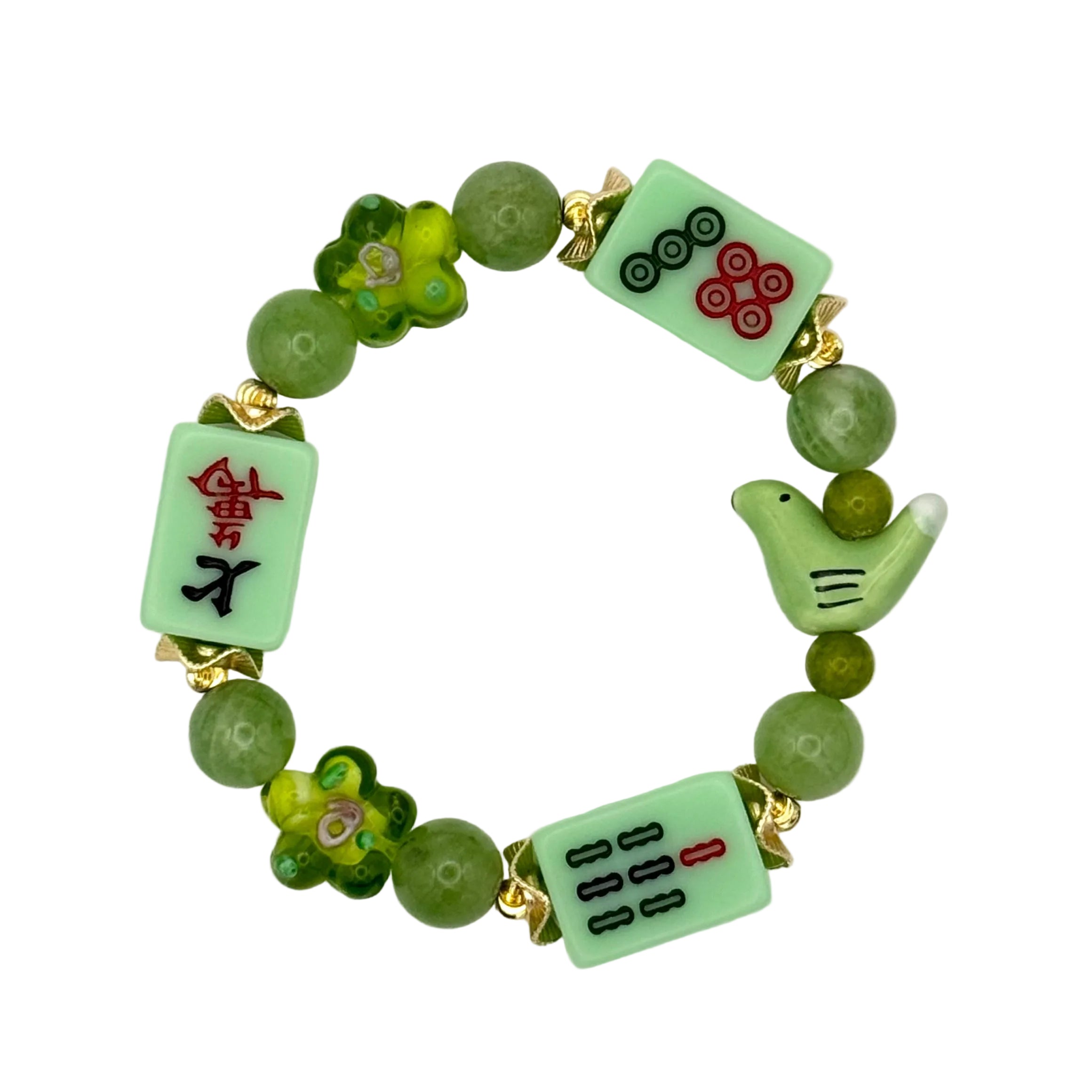 DOT, BAM, CRAK! Mahjong Green Tile Bracelet