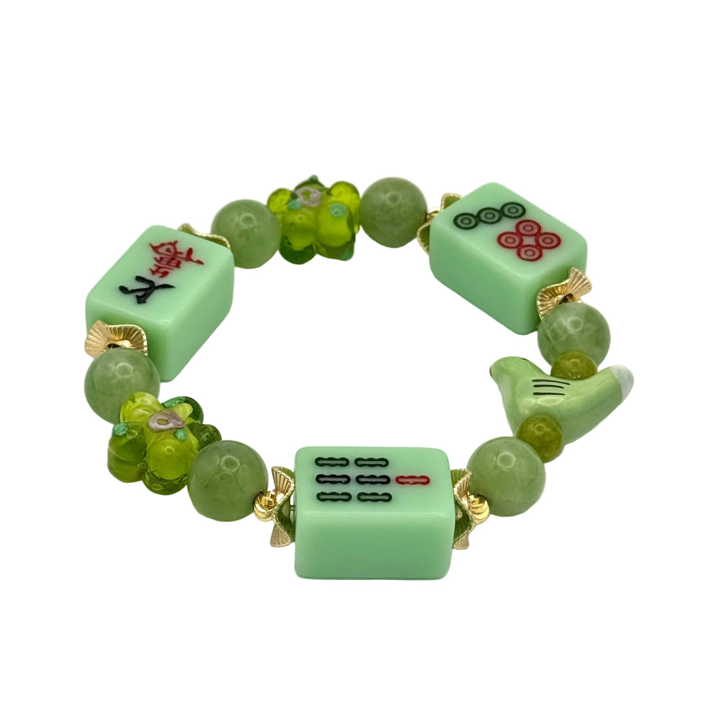 DOT, BAM, CRAK! Mahjong Green Tile Bracelet