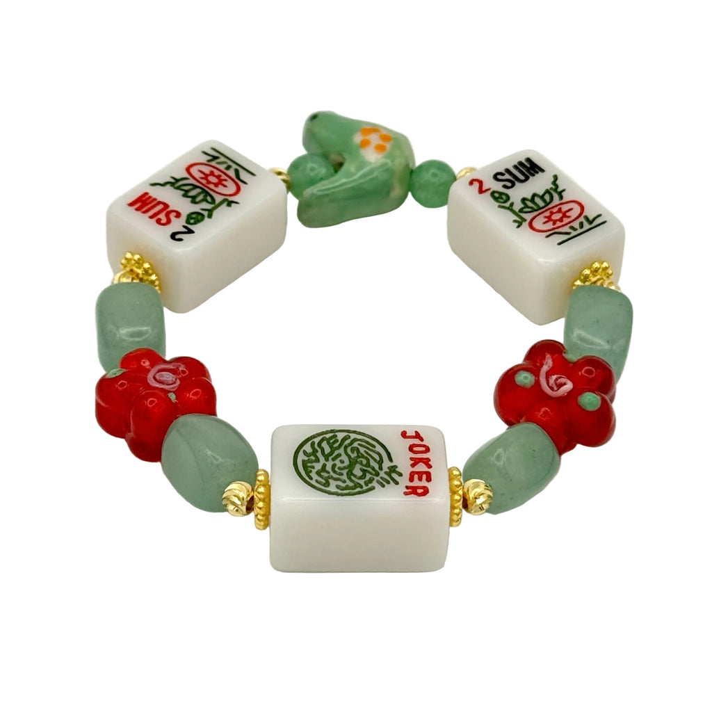 DOT, BAM, CRAK! Mahjong White Tile Bracelet