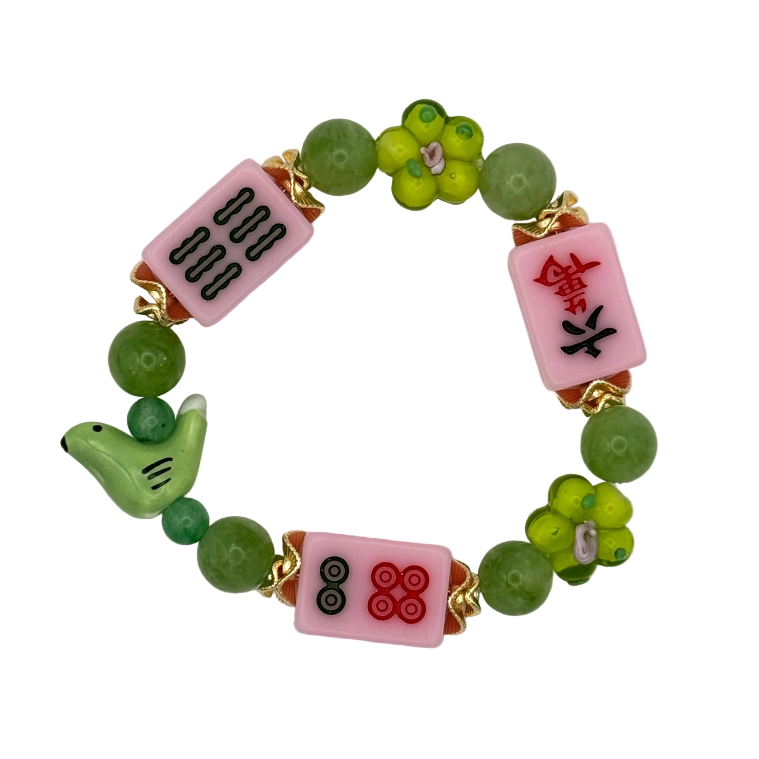 DOT, BAM, CRAK! Mahjong Light Pink Tile Bracelet