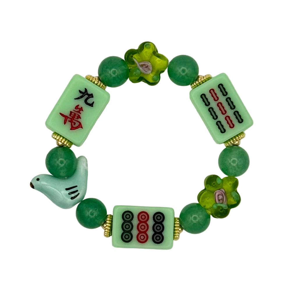 DOT, BAM, CRAK! Mahjong Green Tile Bracelet