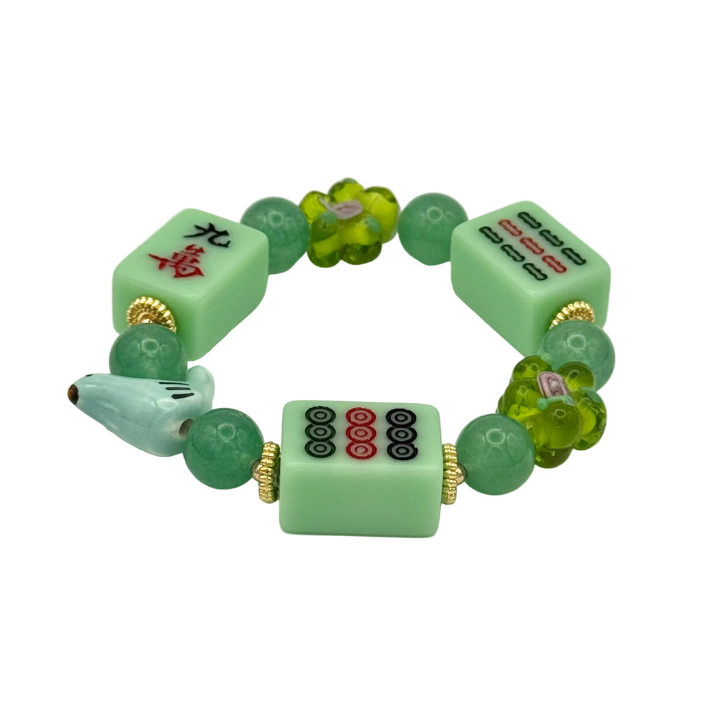 DOT, BAM, CRAK! Mahjong Green Tile Bracelet