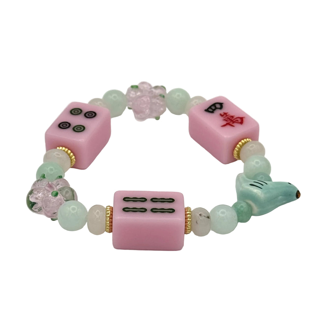 DOT, BAM, CRAK! Mahjong Light Pink Tile Bracelet