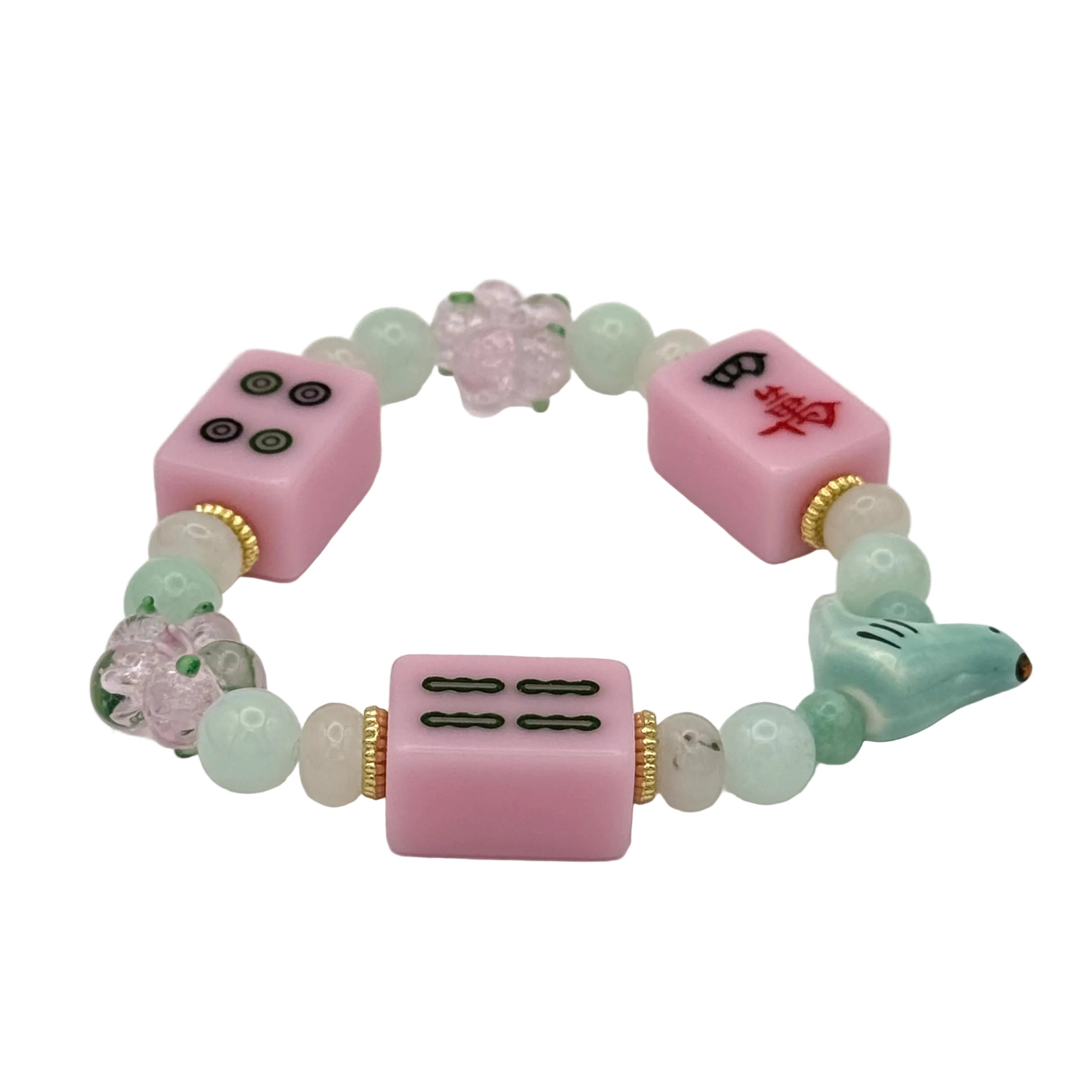 DOT, BAM, CRAK! Mahjong Light Pink Tile Bracelet