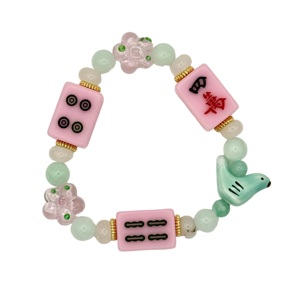 DOT, BAM, CRAK! Mahjong Light Pink Tile Bracelet