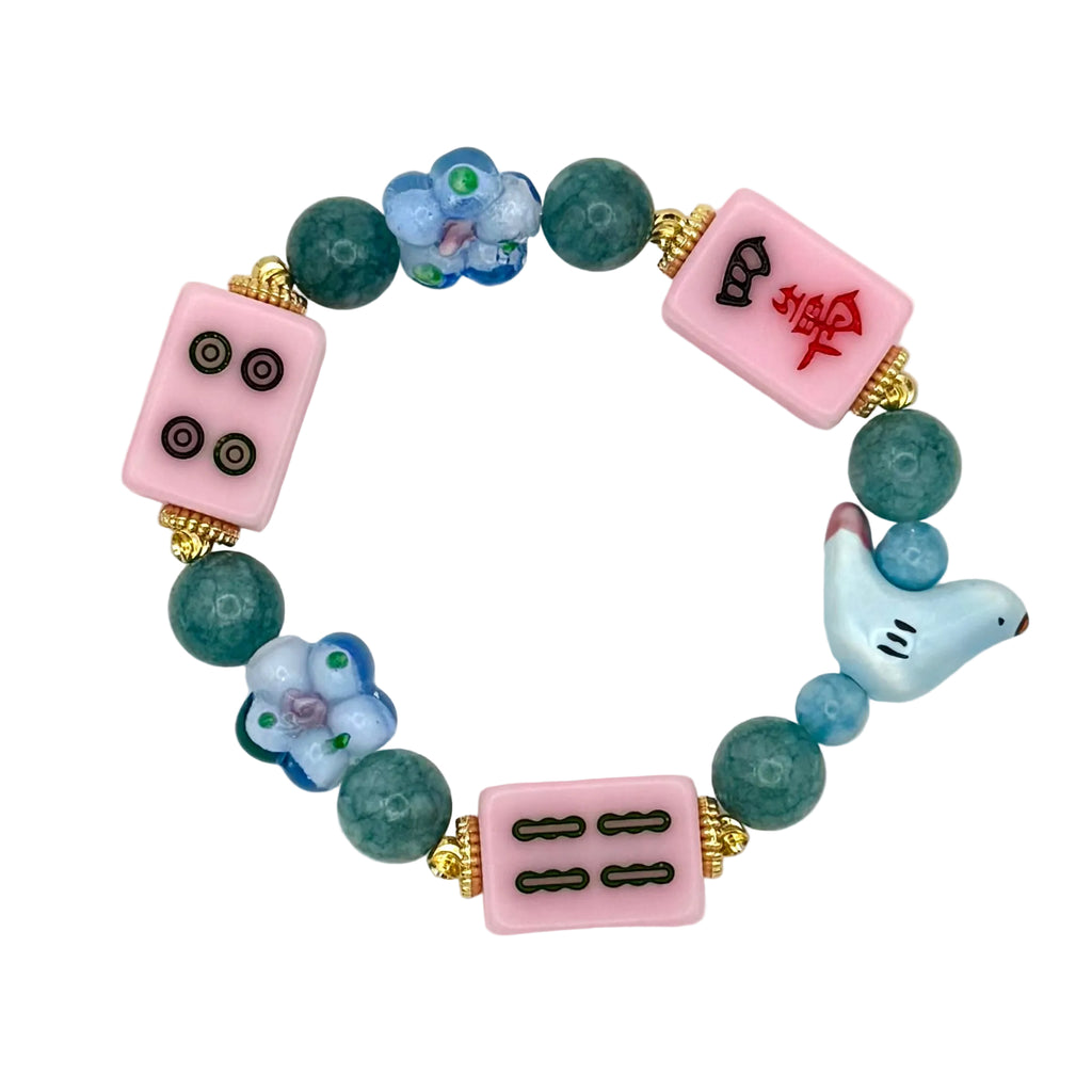 DOT, BAM, CRAK! Mahjong Light Pink Tile Bracelet