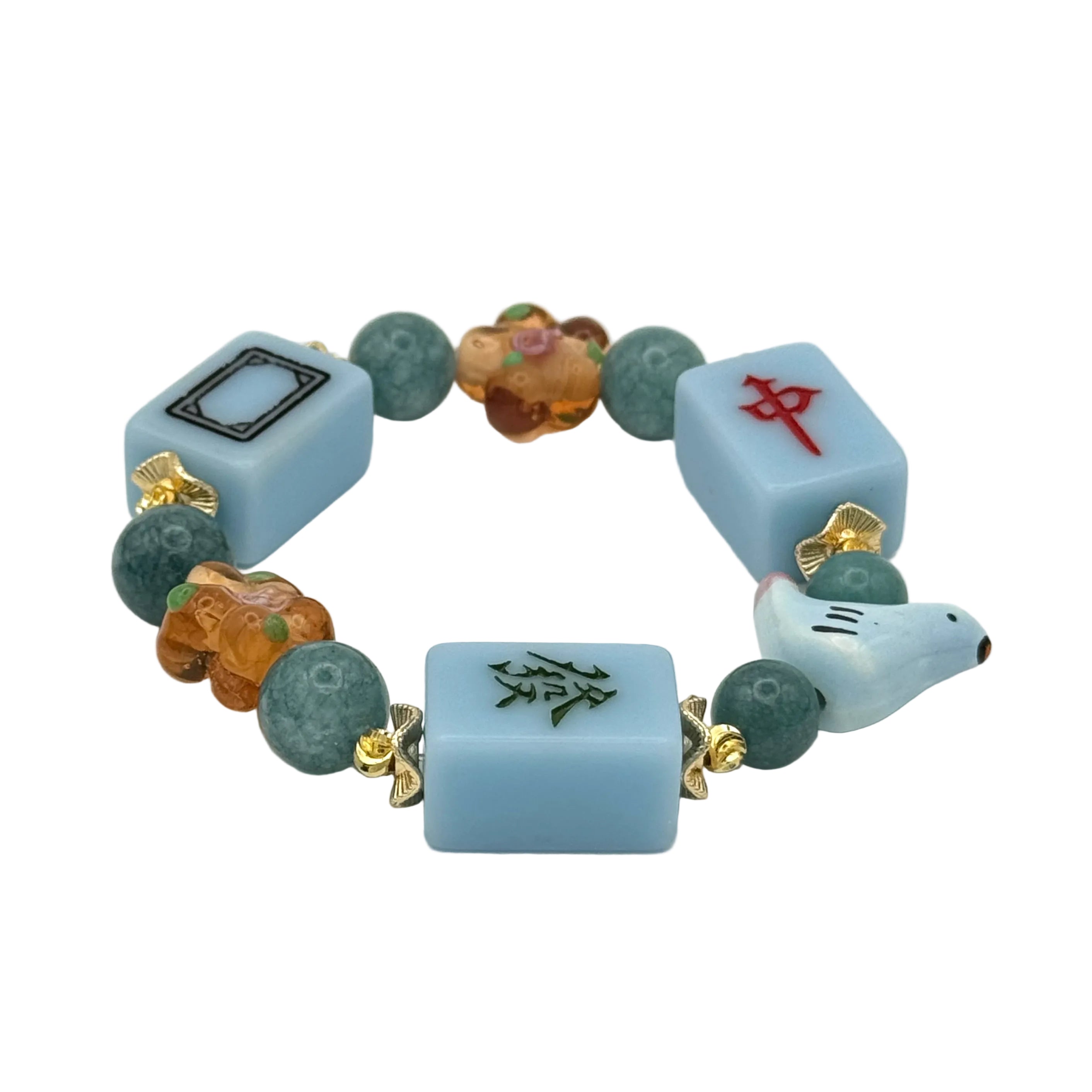 DOT, BAM, CRAK! Mahjong Blue Tile Bracelet