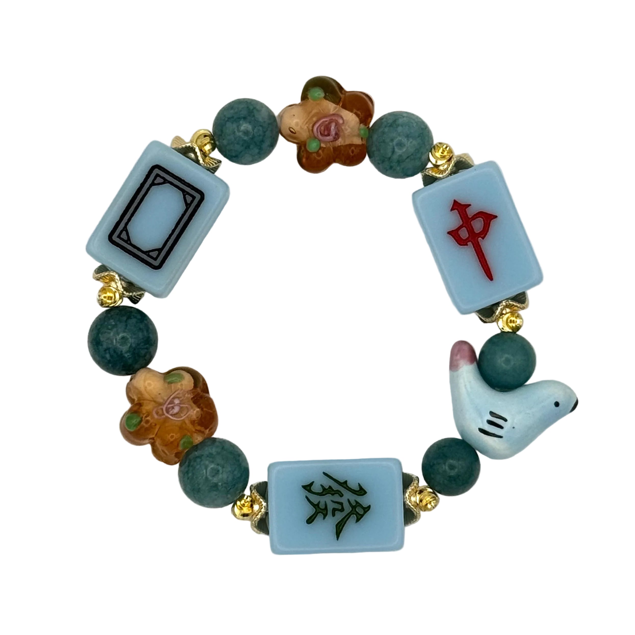 DOT, BAM, CRAK! Mahjong Blue Tile Bracelet
