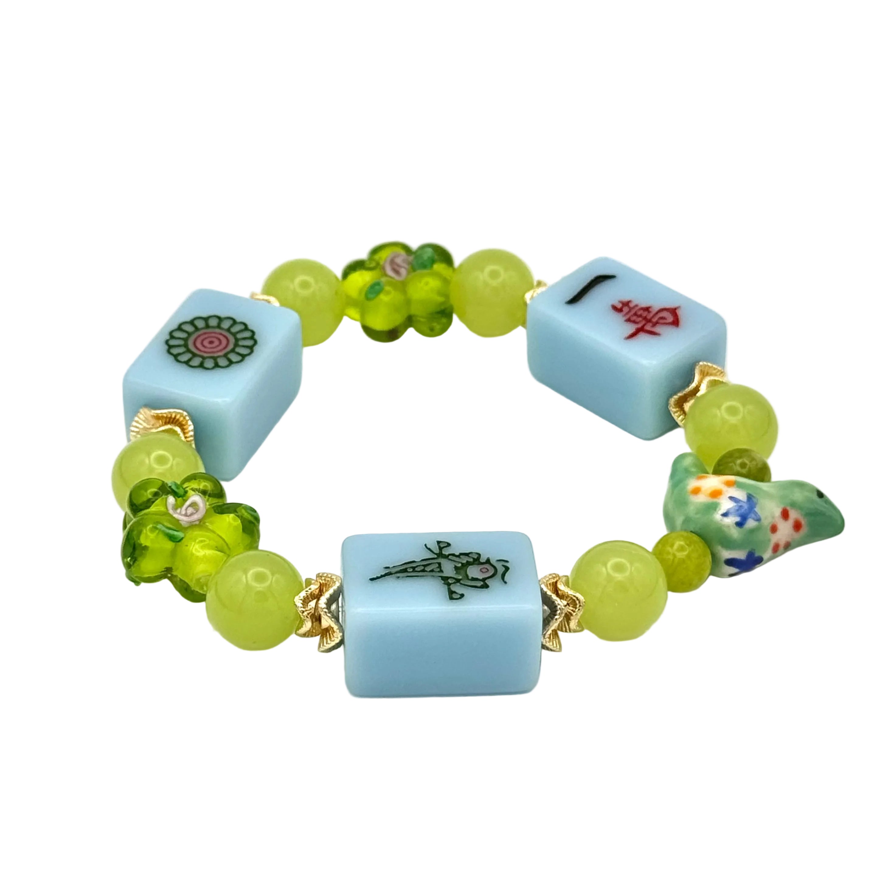 DOT, BAM, CRAK! Mahjong Blue Tile Bracelet