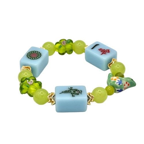 DOT, BAM, CRAK! Mahjong Blue Tile Bracelet