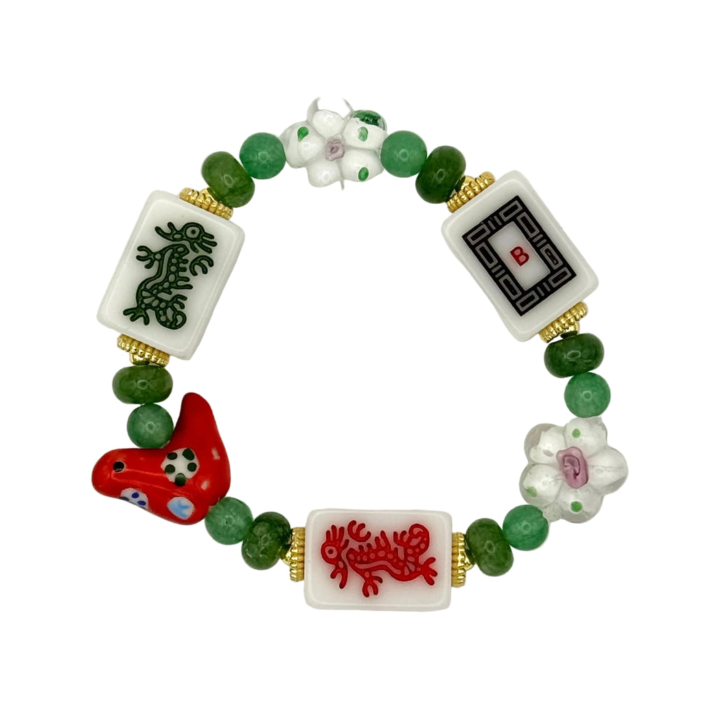 DOT, BAM, CRAK! Mahjong White Tile Bracelet