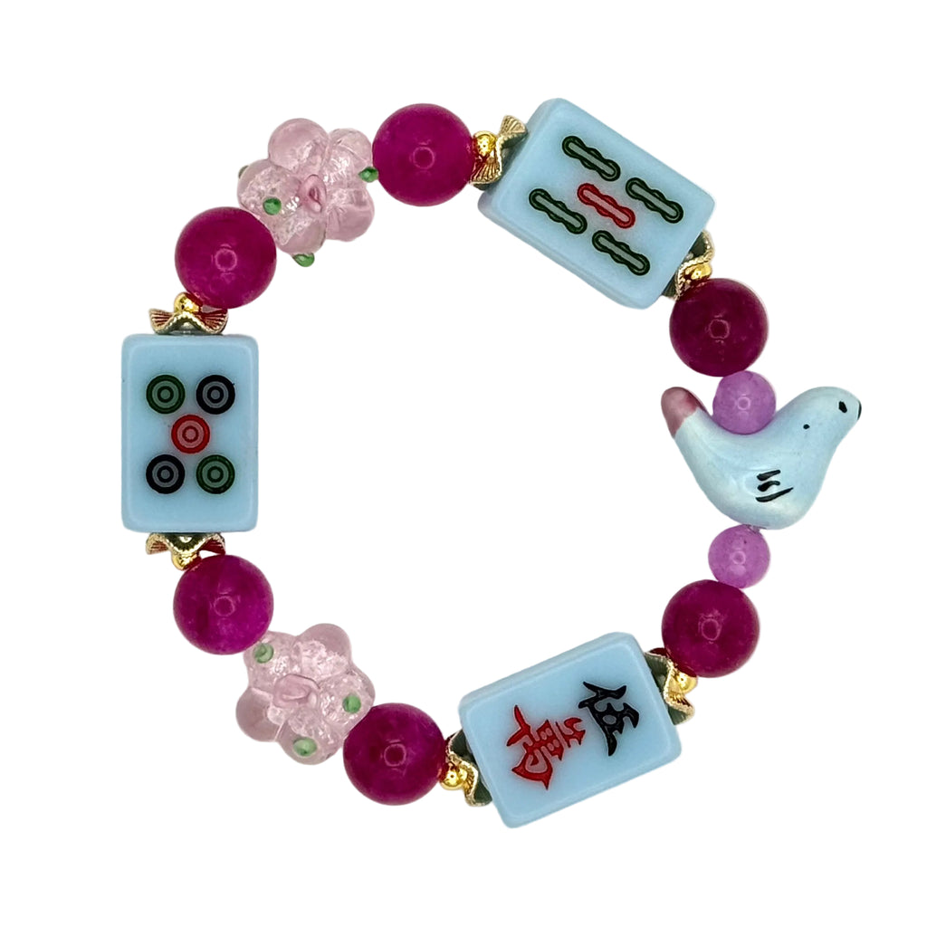 DOT, BAM, CRAK! Mahjong Blue Tile Bracelet