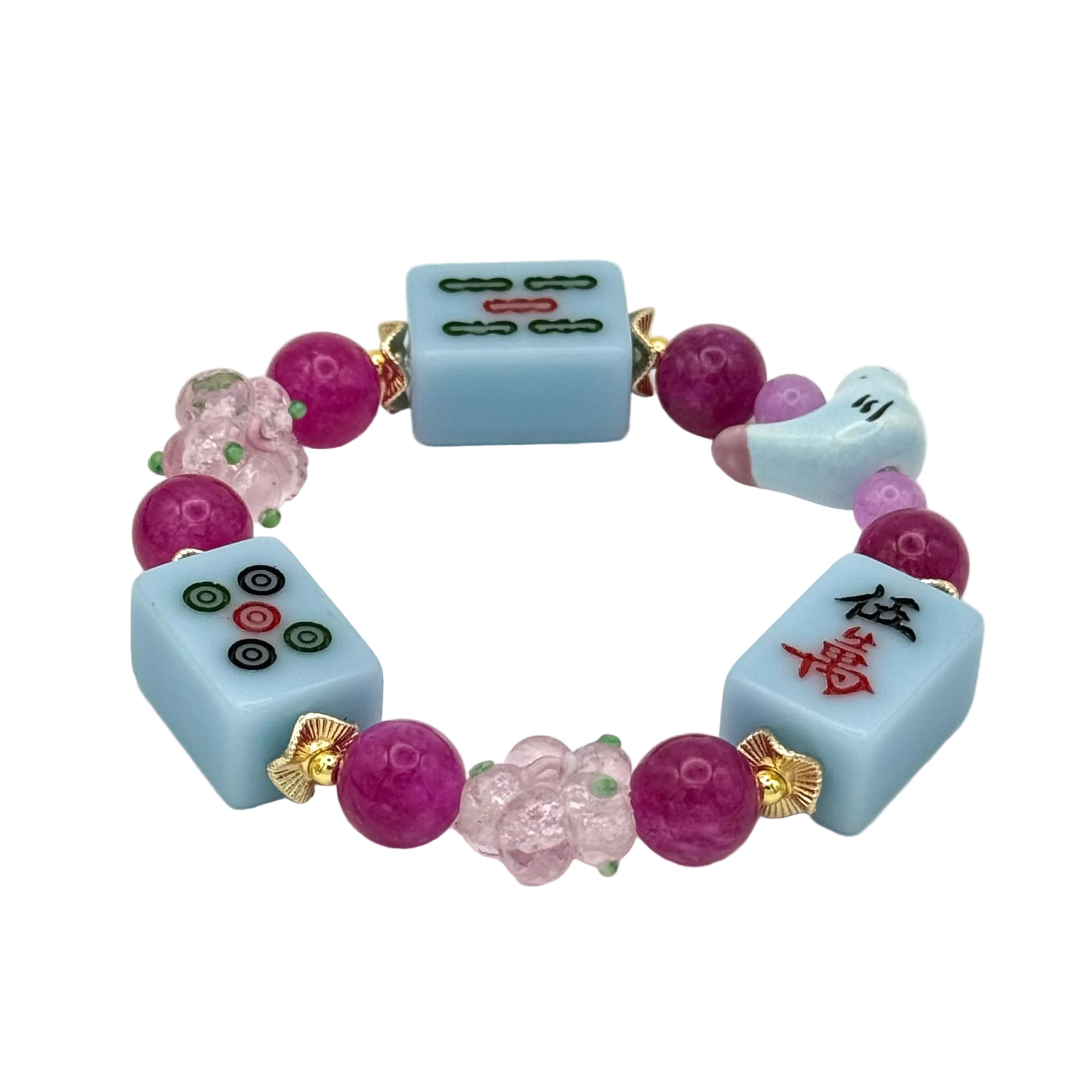 DOT, BAM, CRAK! Mahjong Blue Tile Bracelet