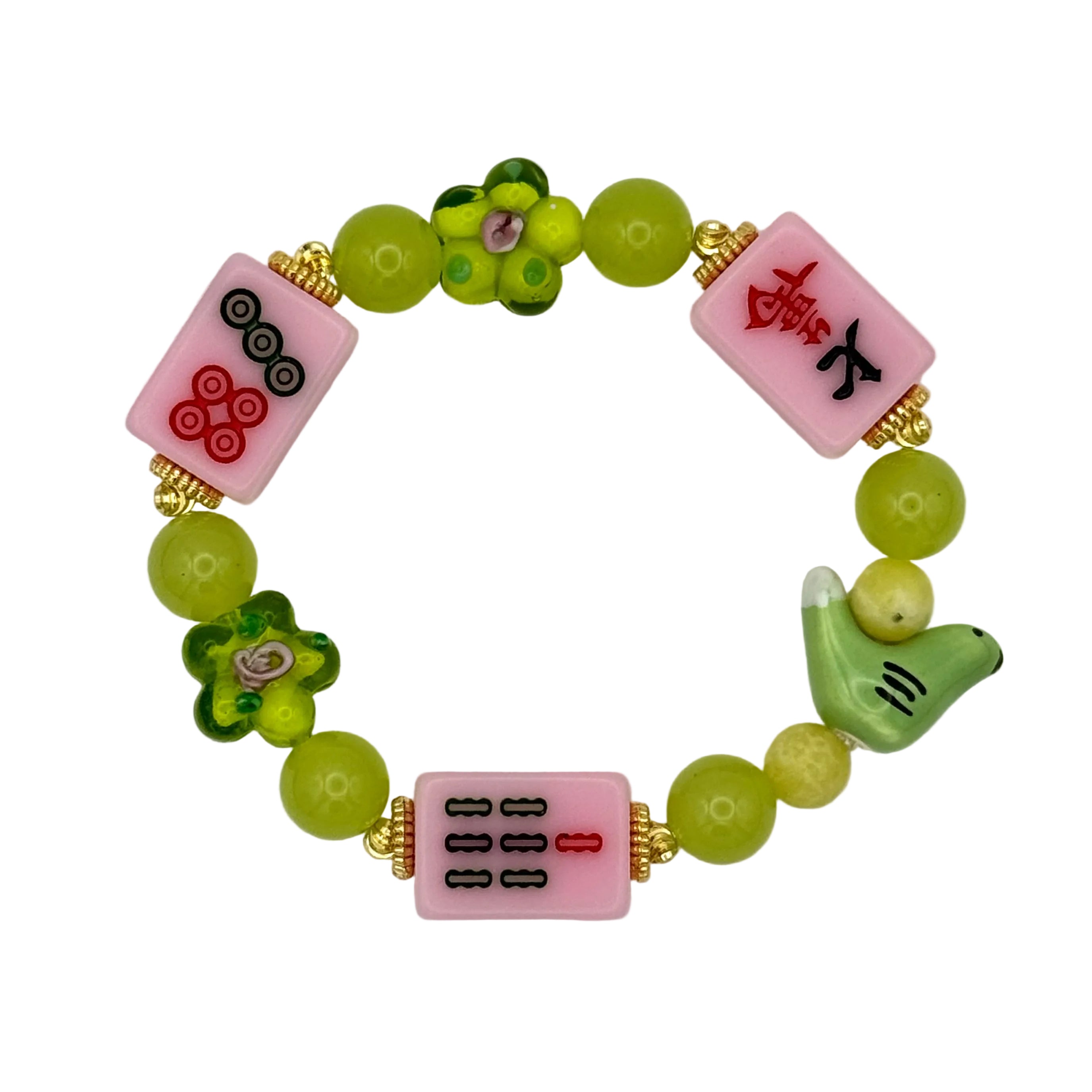 DOT, BAM, CRAK! Mahjong Light Pink Tile Bracelet
