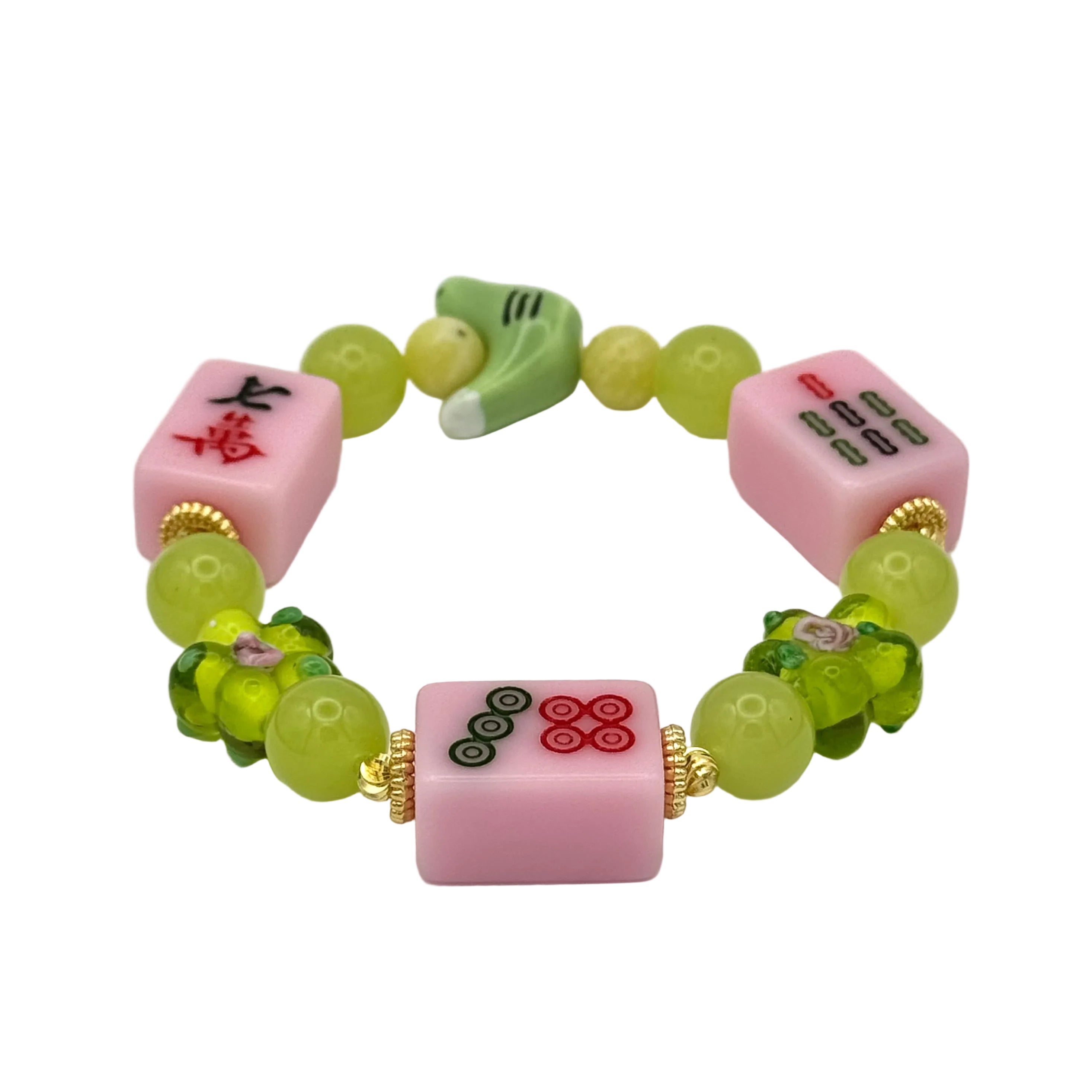 DOT, BAM, CRAK! Mahjong Light Pink Tile Bracelet