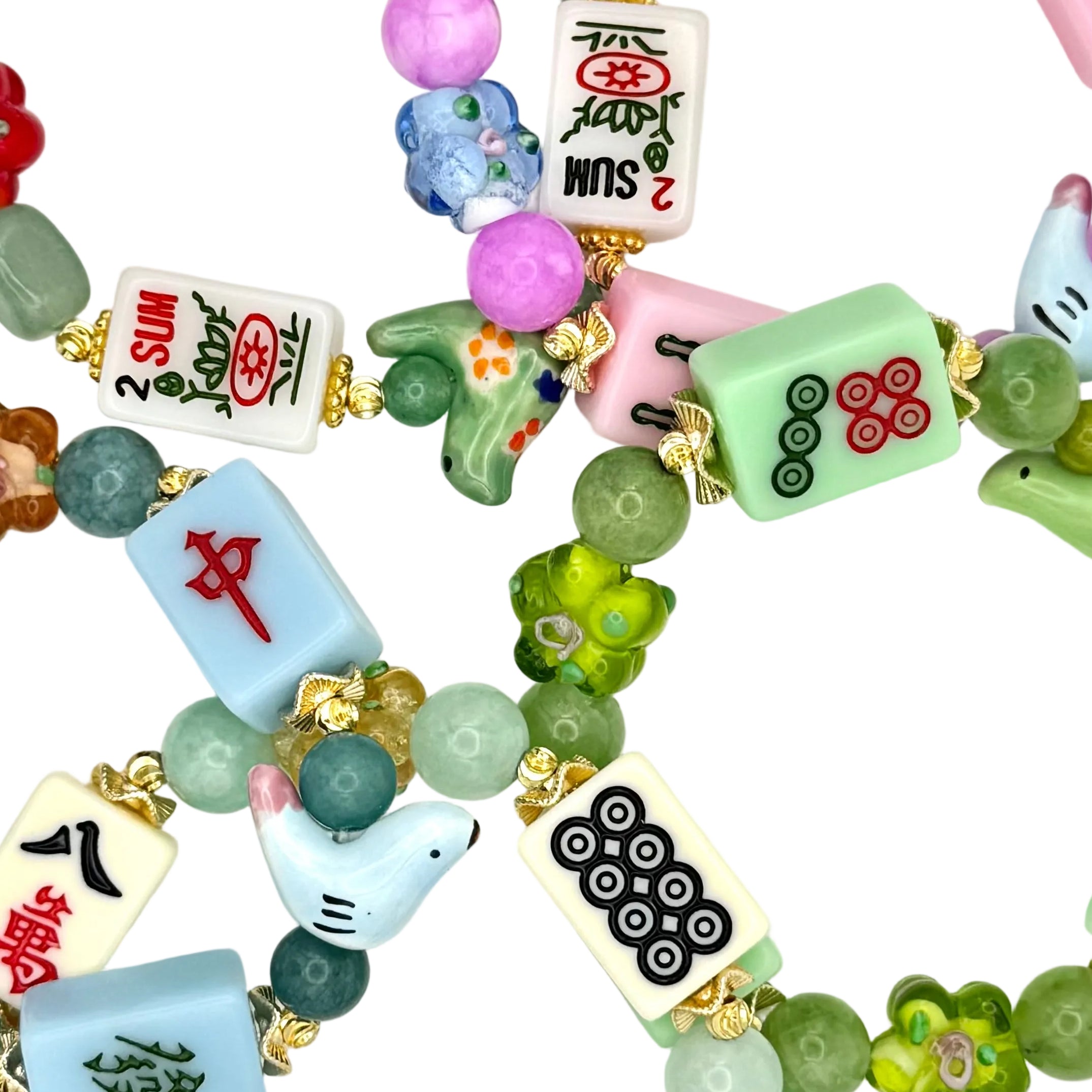 Custom DOT, BAM, CRAK! Mahjong Tile Bracelet
