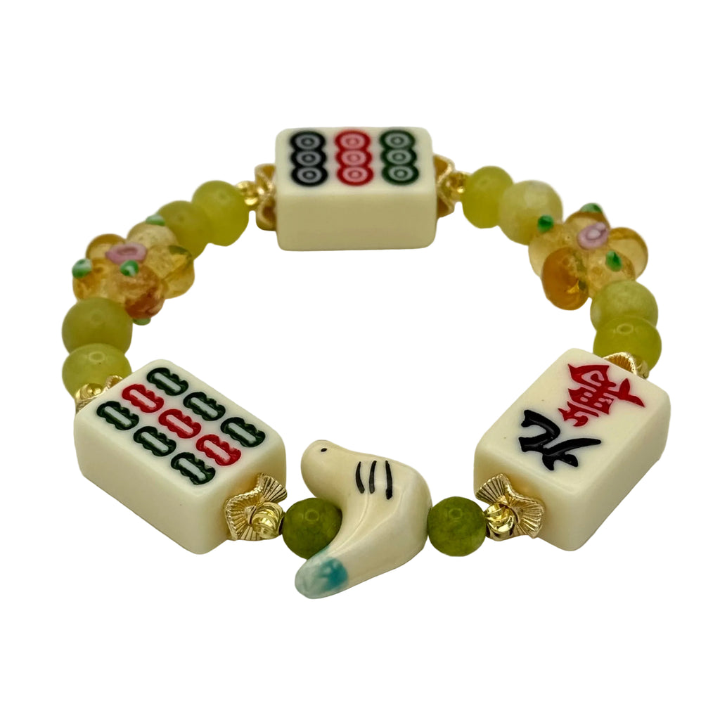 DOT, BAM, CRAK! Mahjong Ivory Tile Bracelet