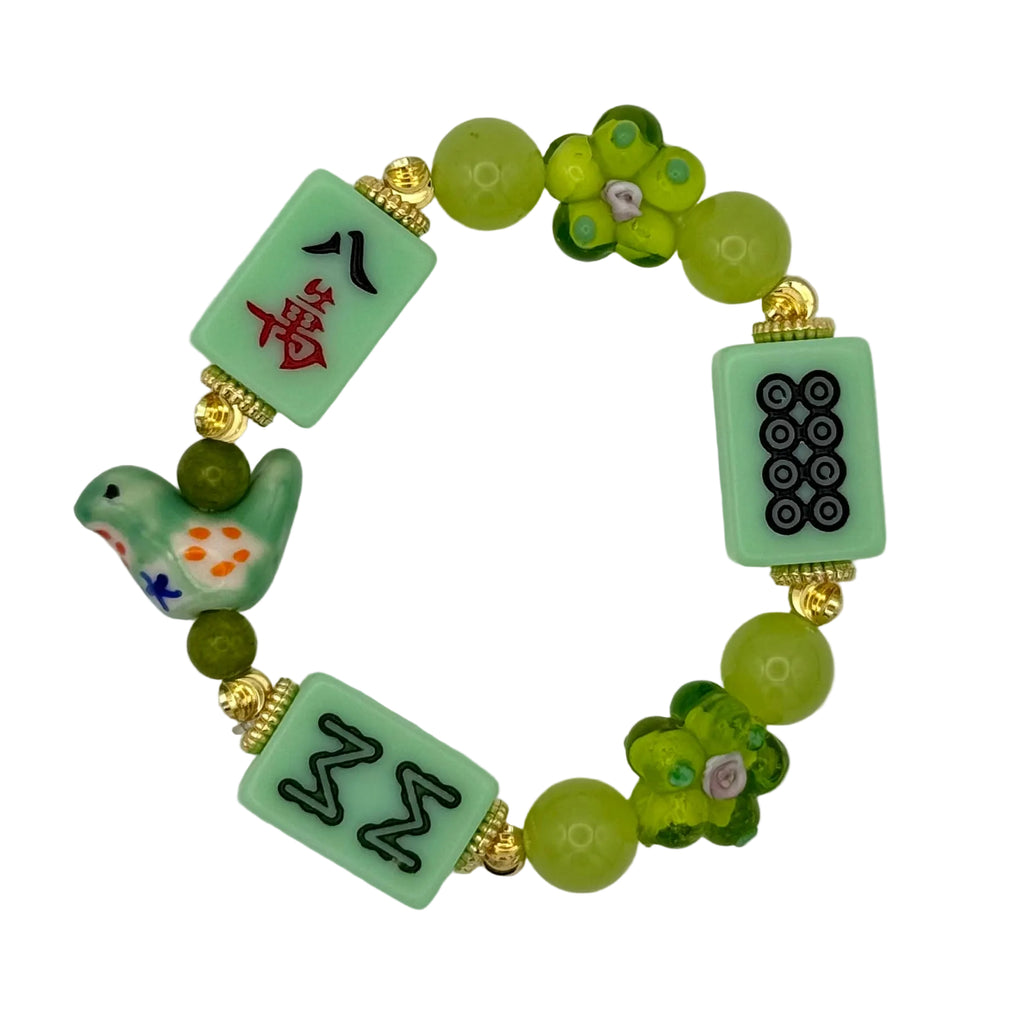 DOT, BAM, CRAK! Mahjong Green Tile Bracelet