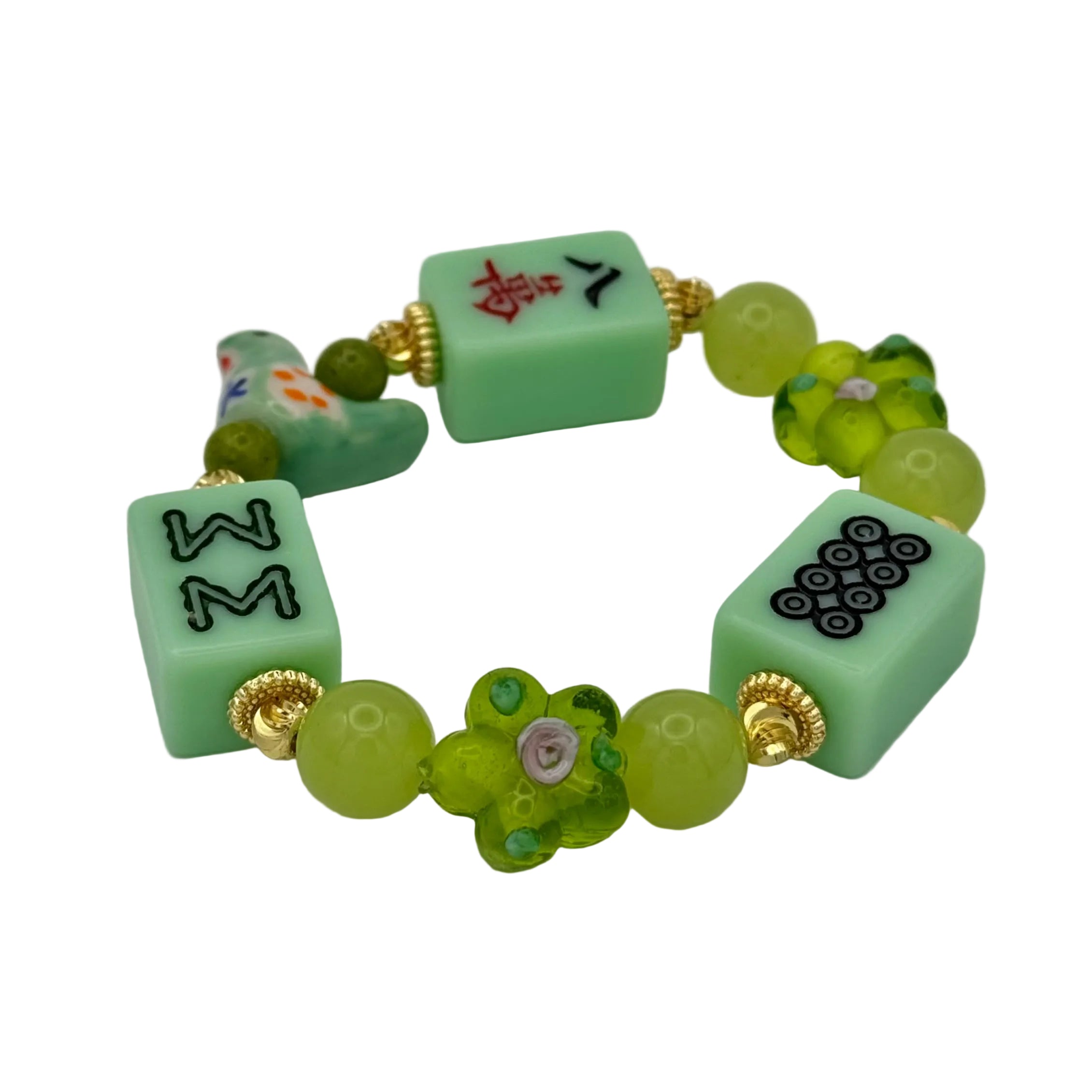 DOT, BAM, CRAK! Mahjong Green Tile Bracelet