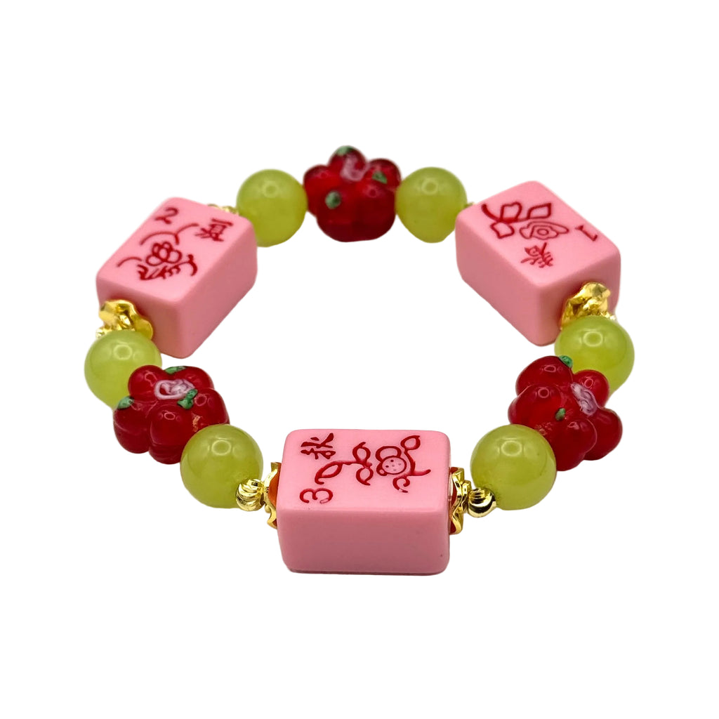 DOT, BAM, CRAK! Mahjong Bubblegum Pink Tile Bracelet