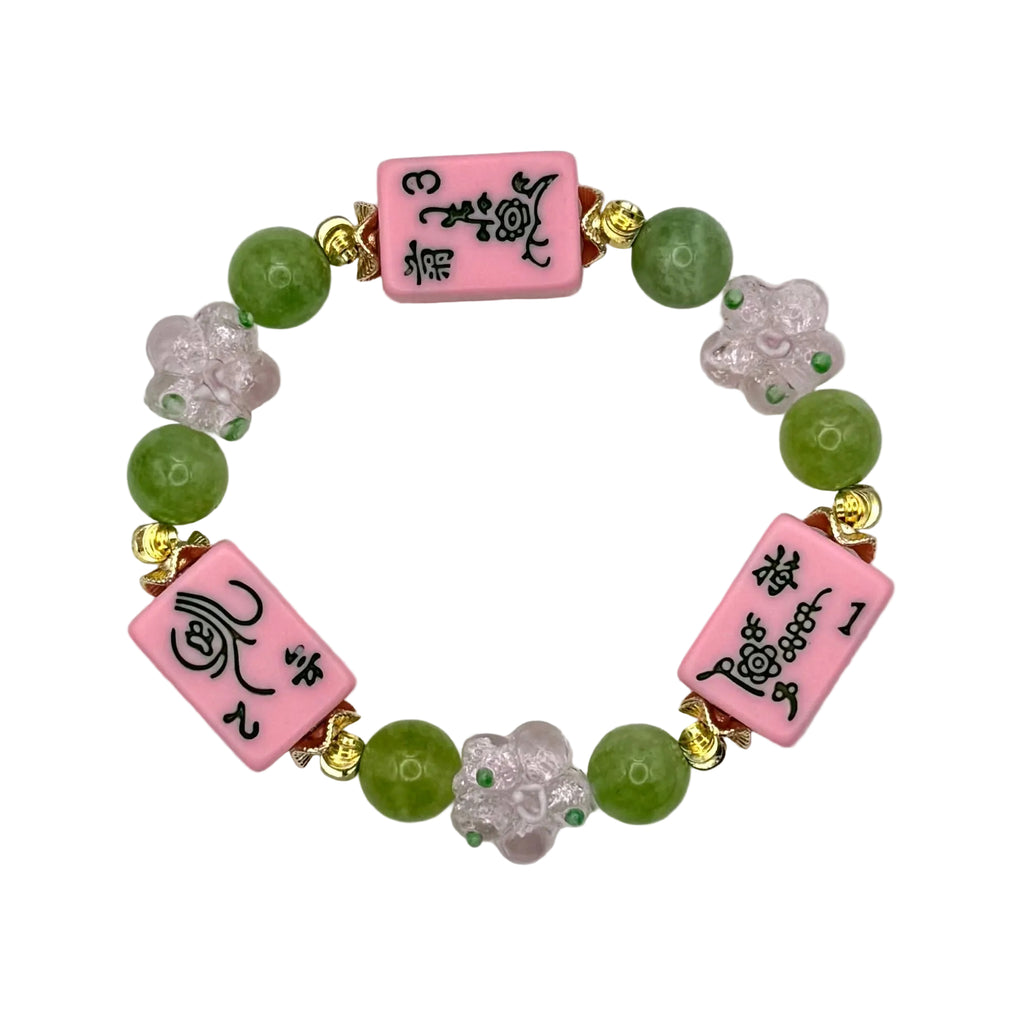 DOT, BAM, CRAK! Mahjong Bubblegum Pink Tile Bracelet
