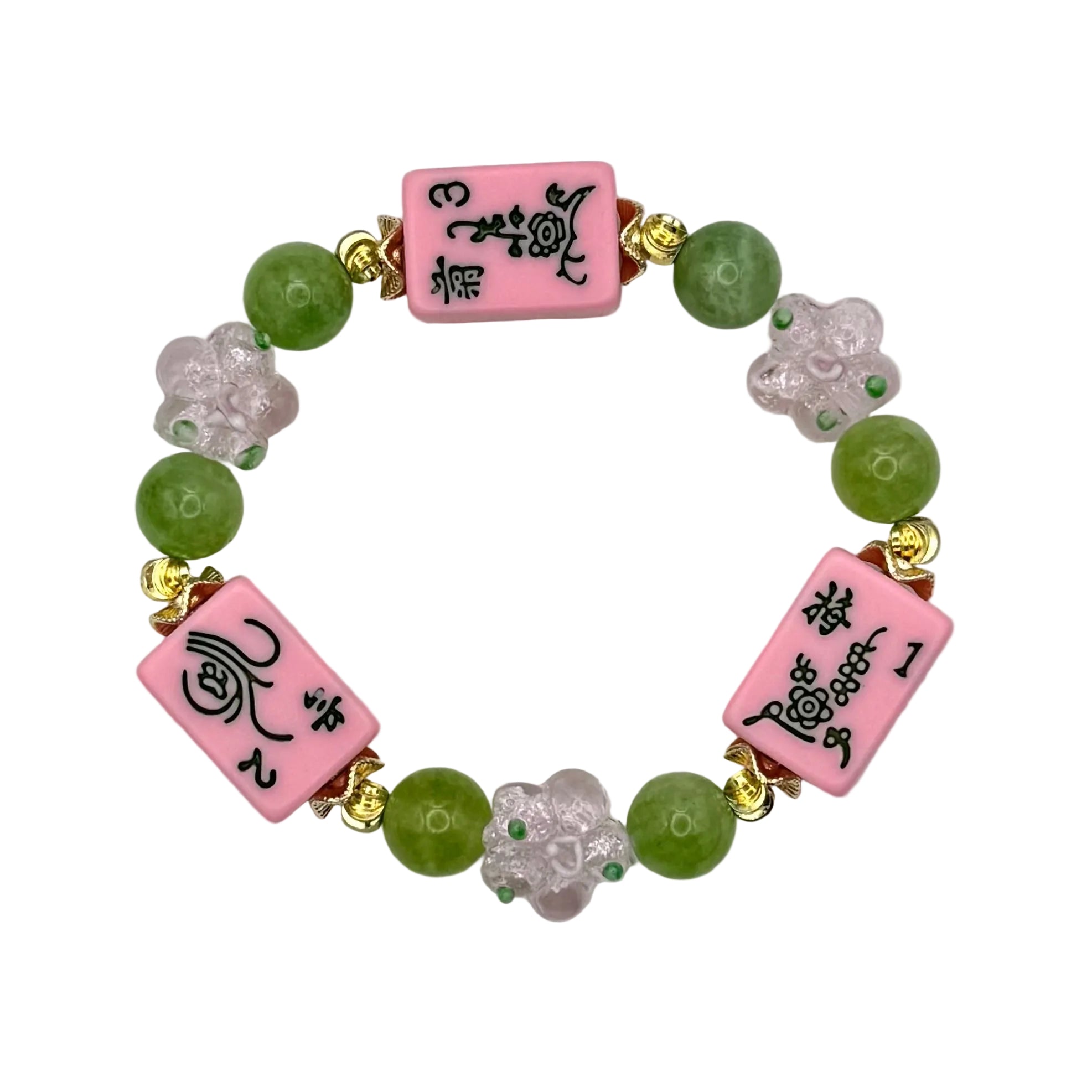 DOT, BAM, CRAK! Mahjong Bubblegum Pink Tile Bracelet