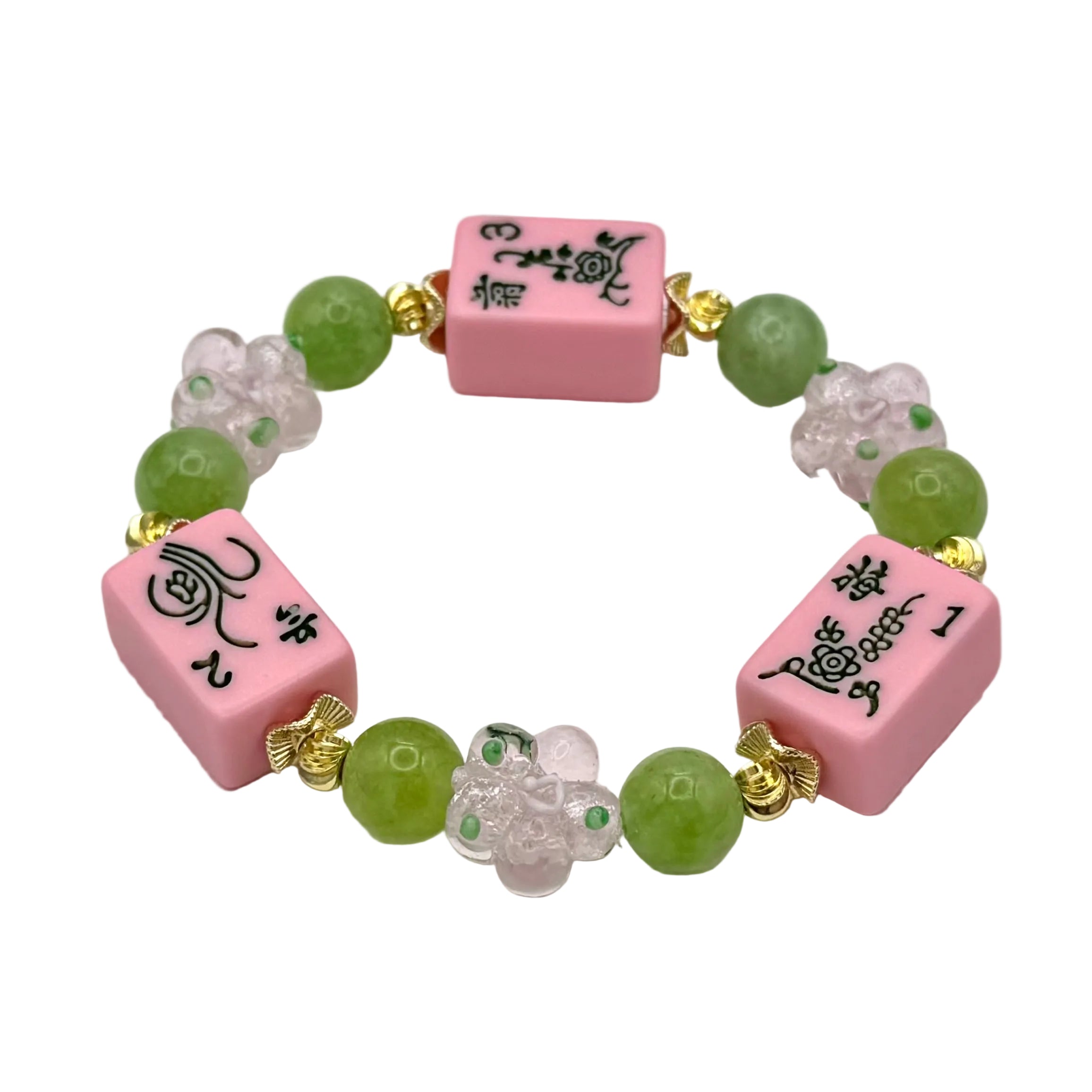 DOT, BAM, CRAK! Mahjong Bubblegum Pink Tile Bracelet