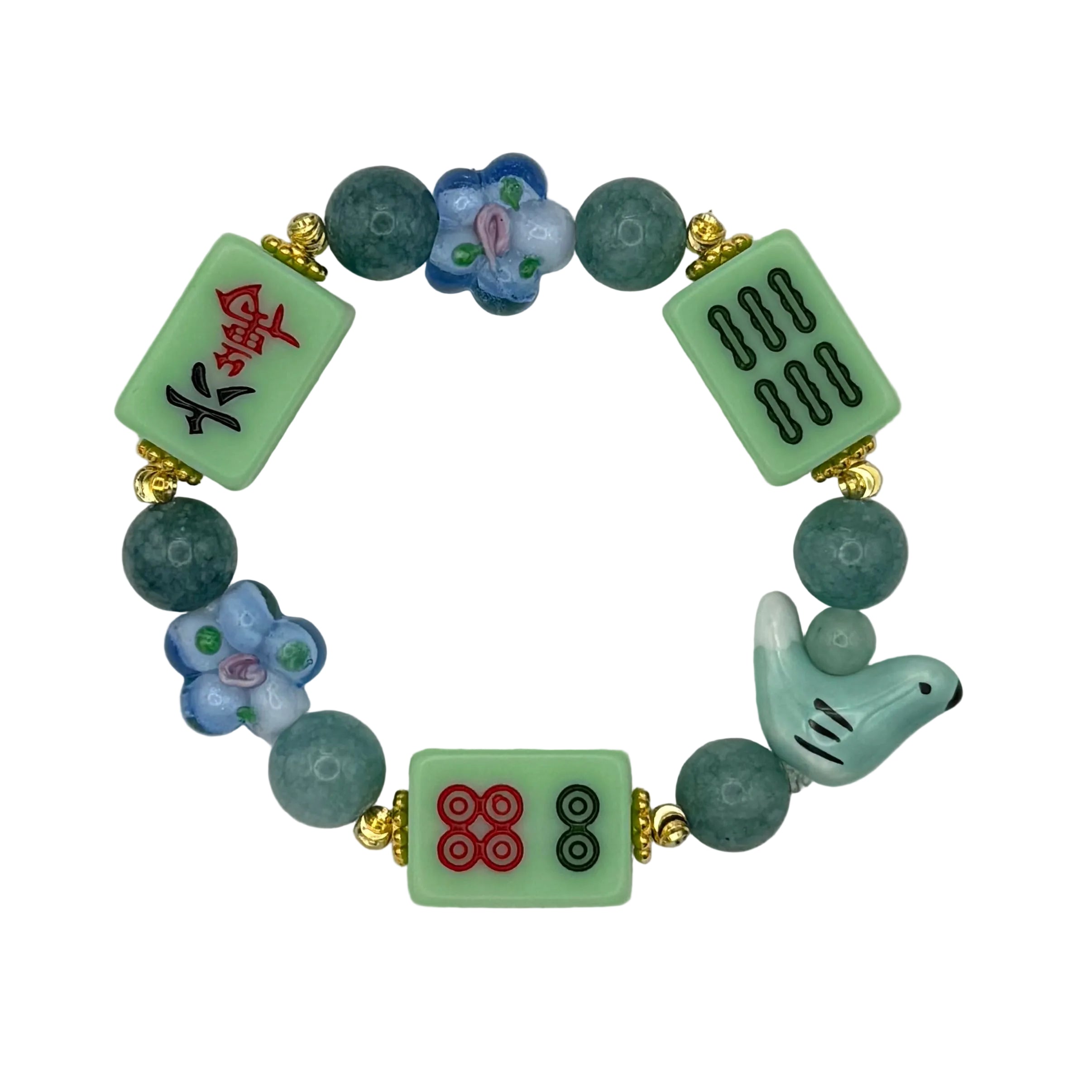DOT, BAM, CRAK! Mahjong Green Tile Bracelet