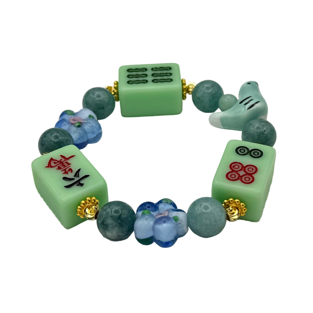 DOT, BAM, CRAK! Mahjong Green Tile Bracelet