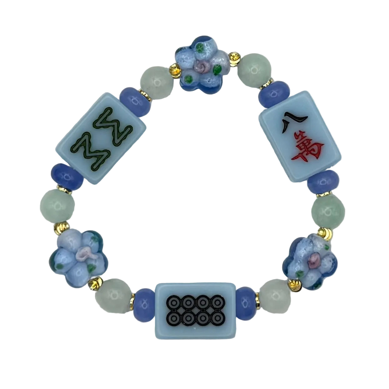 DOT, BAM, CRAK! Mahjong Blue Tile Bracelet