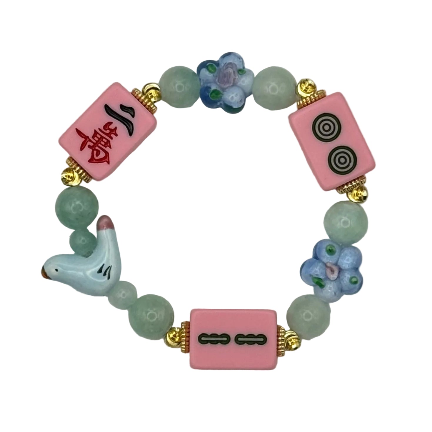 DOT, BAM, CRAK! Mahjong Bubblegum Tile Bracelet