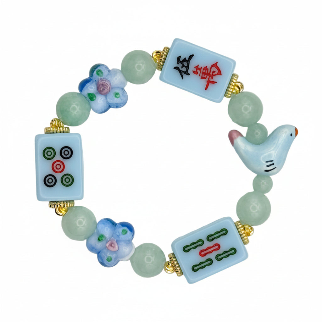 DOT, BAM, CRAK! Mahjong Blue Tile Bracelet