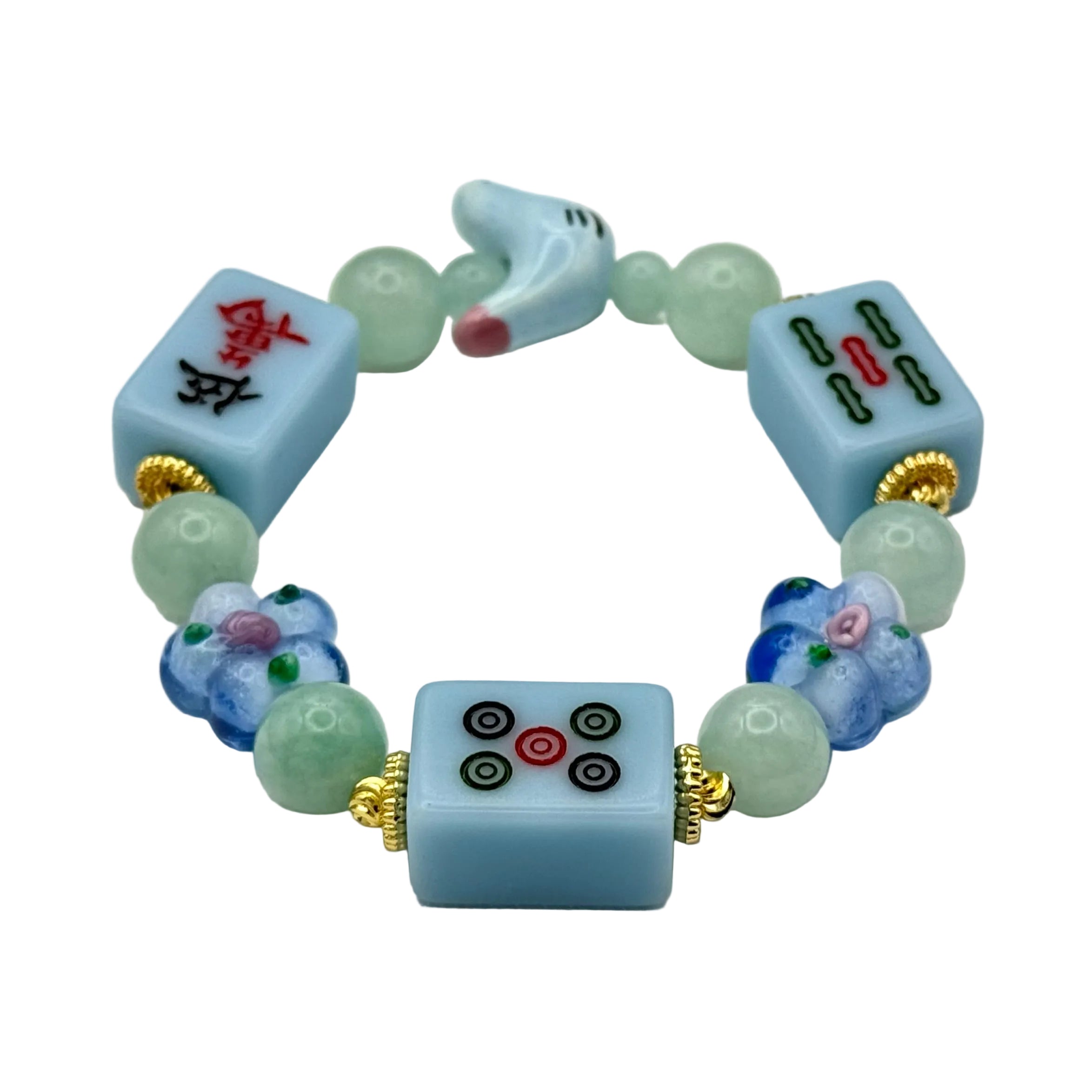 DOT, BAM, CRAK! Mahjong Blue Tile Bracelet