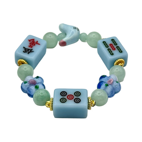 DOT, BAM, CRAK! Mahjong Blue Tile Bracelet