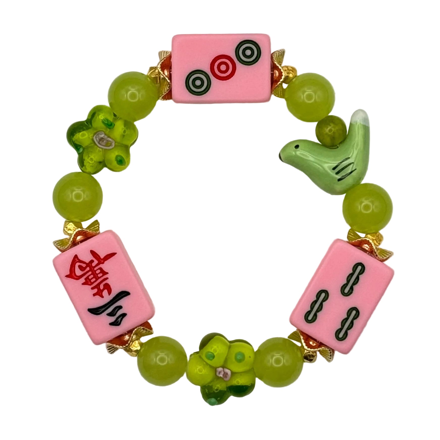 DOT, BAM, CRAK! Mahjong Bubblegum Tile Bracelet